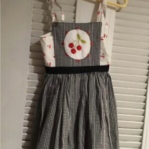 Handmade Cherry Print Gingham Sundress